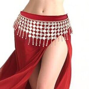 Belly Dancer Belt Silver Coins Skirt Belt Belly Dance Size 38 Regular